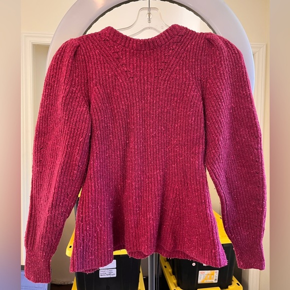 La Vie Rebecca Taylor Red Ribbed Peplum Sweater - Picture 15 of 16
